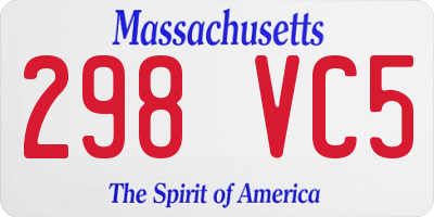 MA license plate 298VC5