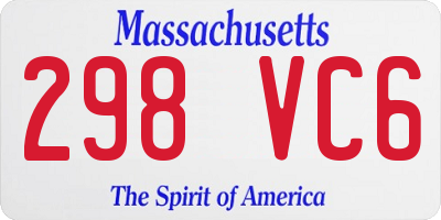 MA license plate 298VC6