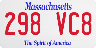 MA license plate 298VC8