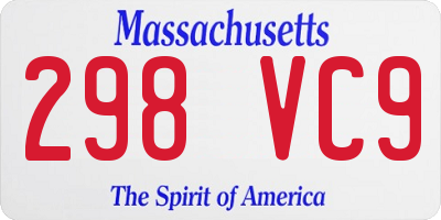 MA license plate 298VC9
