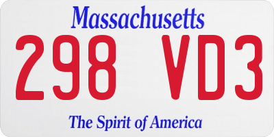 MA license plate 298VD3