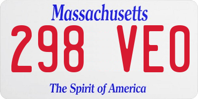 MA license plate 298VE0