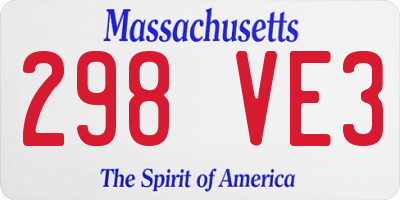 MA license plate 298VE3