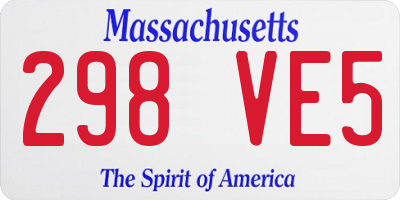 MA license plate 298VE5