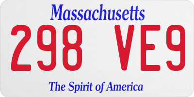 MA license plate 298VE9