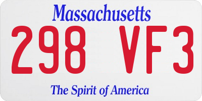 MA license plate 298VF3