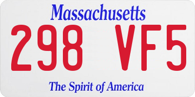 MA license plate 298VF5