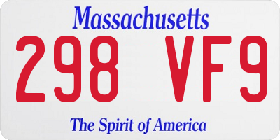 MA license plate 298VF9