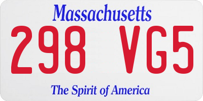 MA license plate 298VG5