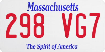 MA license plate 298VG7