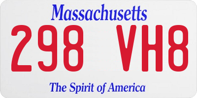 MA license plate 298VH8