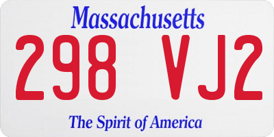 MA license plate 298VJ2