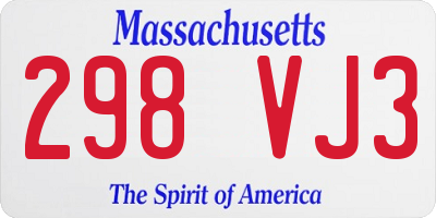 MA license plate 298VJ3