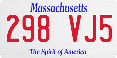 MA license plate 298VJ5