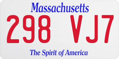 MA license plate 298VJ7