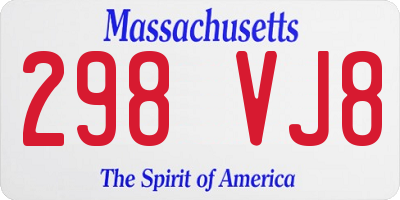 MA license plate 298VJ8