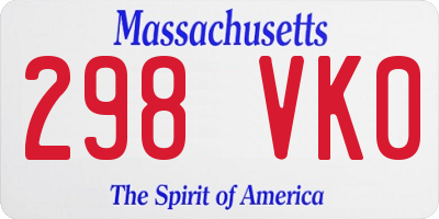 MA license plate 298VK0