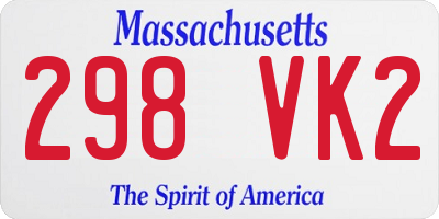 MA license plate 298VK2