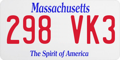 MA license plate 298VK3