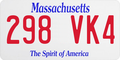 MA license plate 298VK4