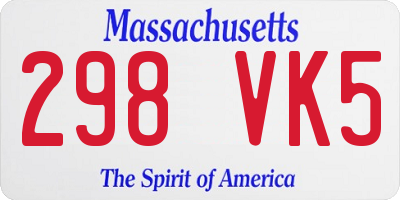 MA license plate 298VK5
