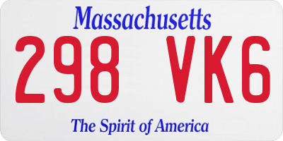 MA license plate 298VK6