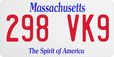 MA license plate 298VK9