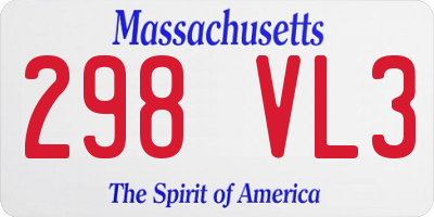 MA license plate 298VL3