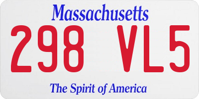 MA license plate 298VL5