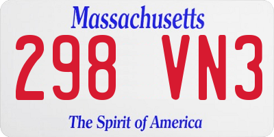 MA license plate 298VN3