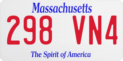 MA license plate 298VN4