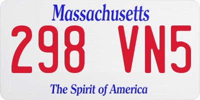 MA license plate 298VN5