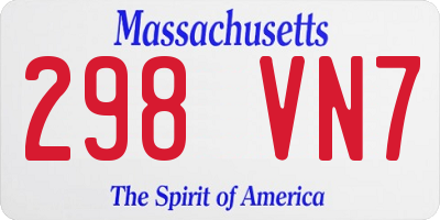 MA license plate 298VN7