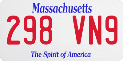 MA license plate 298VN9