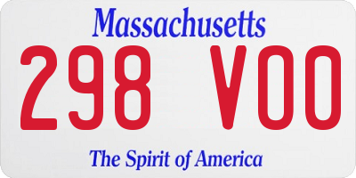 MA license plate 298VO0