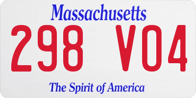 MA license plate 298VO4