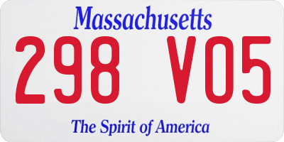 MA license plate 298VO5