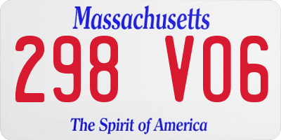 MA license plate 298VO6