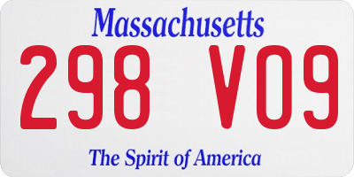 MA license plate 298VO9
