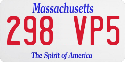 MA license plate 298VP5