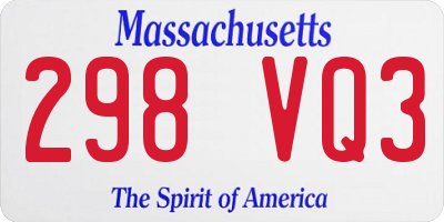 MA license plate 298VQ3