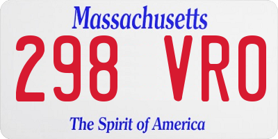 MA license plate 298VR0