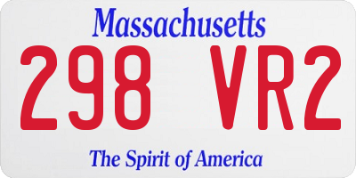 MA license plate 298VR2