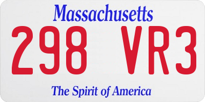 MA license plate 298VR3