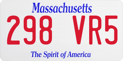 MA license plate 298VR5
