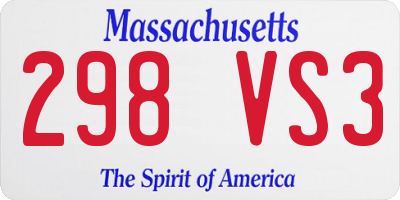 MA license plate 298VS3