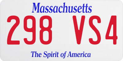 MA license plate 298VS4