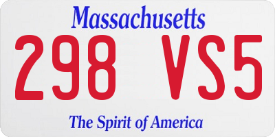 MA license plate 298VS5