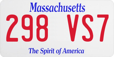 MA license plate 298VS7
