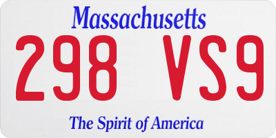 MA license plate 298VS9